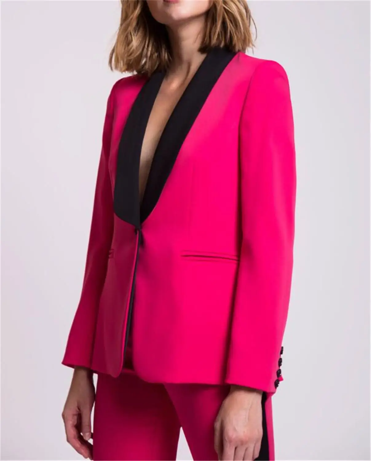 Custom Made 2 Piece Set (Jacket+Vest) Fuchsia Women Elegant Pants Suits Ladies Business Pant Suits Formal Office Suits