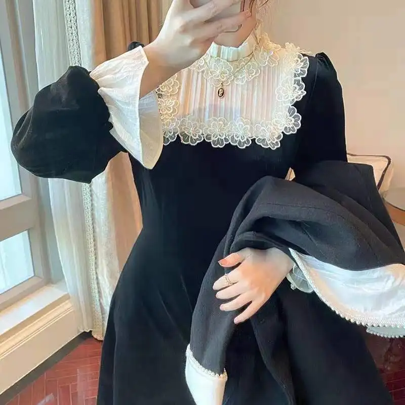 Весеннее Приталенное кружевное вечернее платье Woherb женское цельное французское