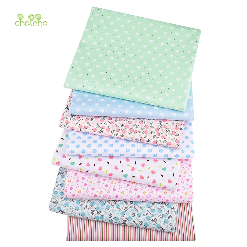 

Chainho,8pcs/Lot,Hearts&Dots Series,Printed Twill Cotton Fabric,Patchwork Cloth For DIY Sewing&Quilting Baby&Children's Material
