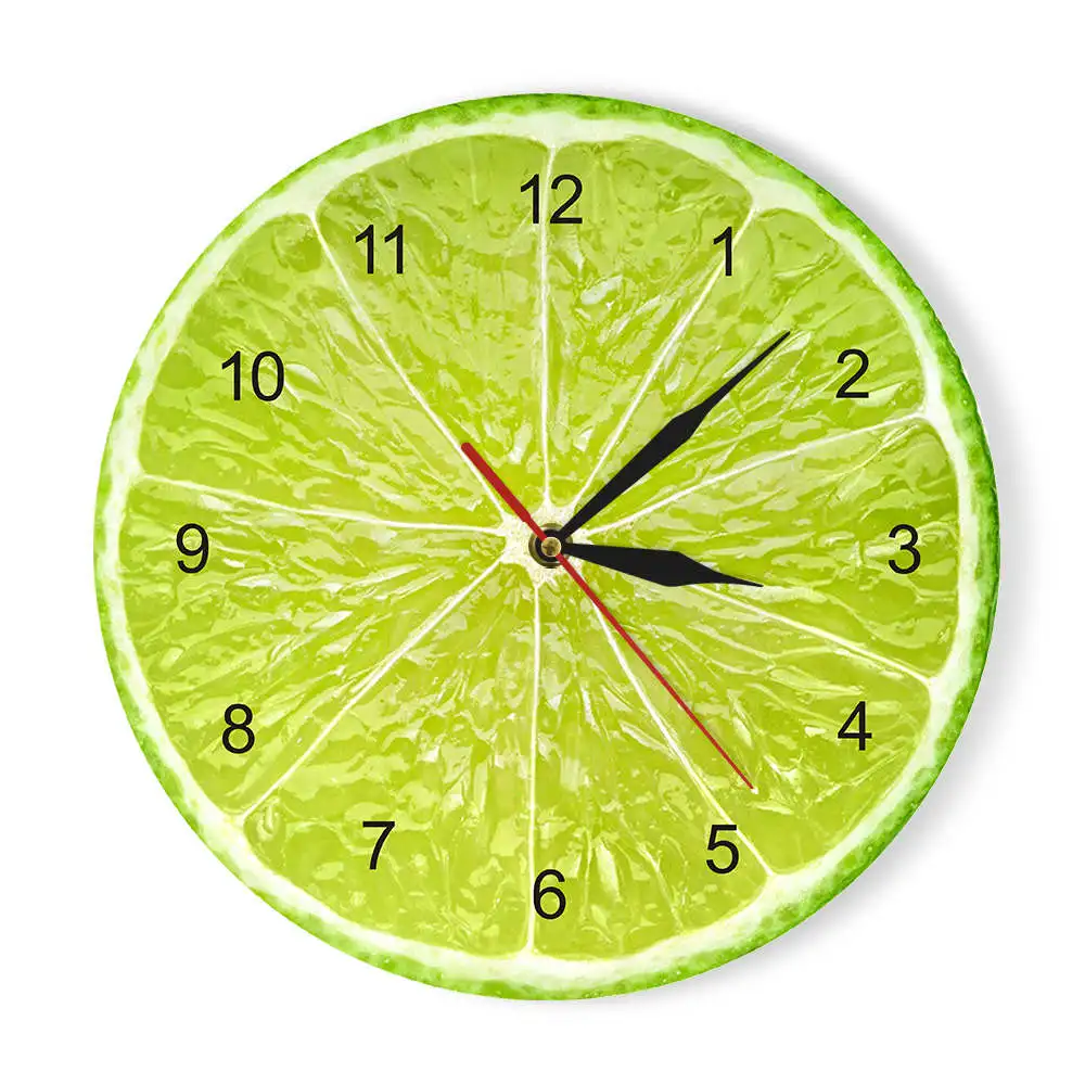 Orange Lemon Fruits Wall Clock in the Kitchen Lime Pomelo Modern Design Clocks Watch Home Decor Wall Art Horologe Non Ticking