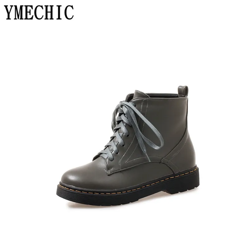 Ladys Concise Lace Up Brown Black Military Combat Boots Low Heel Platform Womens Ankle Short Boot Casual Shoes Plus Size | Обувь