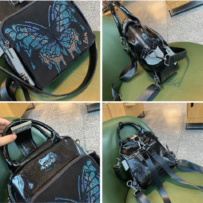 

Famous Designer Backpack School Anti Theft Sequin Travel Bag Rivet Shoulder Bag