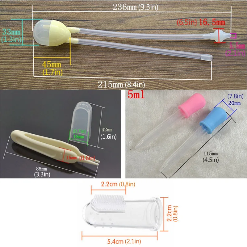 

5Pcs Newborn Baby Safety Care Kit Healthcare Nasal Aspirator Dropper Feeder Finger Toothbrush Tweezer Nursing Set