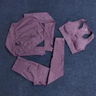 Одежда для йоги жаккардовый бесшовный костюм для фитнеса обтягивающий бесшовный Комплект из трех предметов