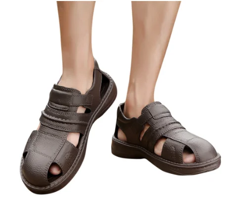 Мужские сандалии с открытым носком на толстой нескользящей подошве пляжные