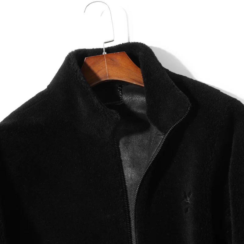 Мужское пальто с натуральным мехом короткая одежда осень-зима 2020 овчина