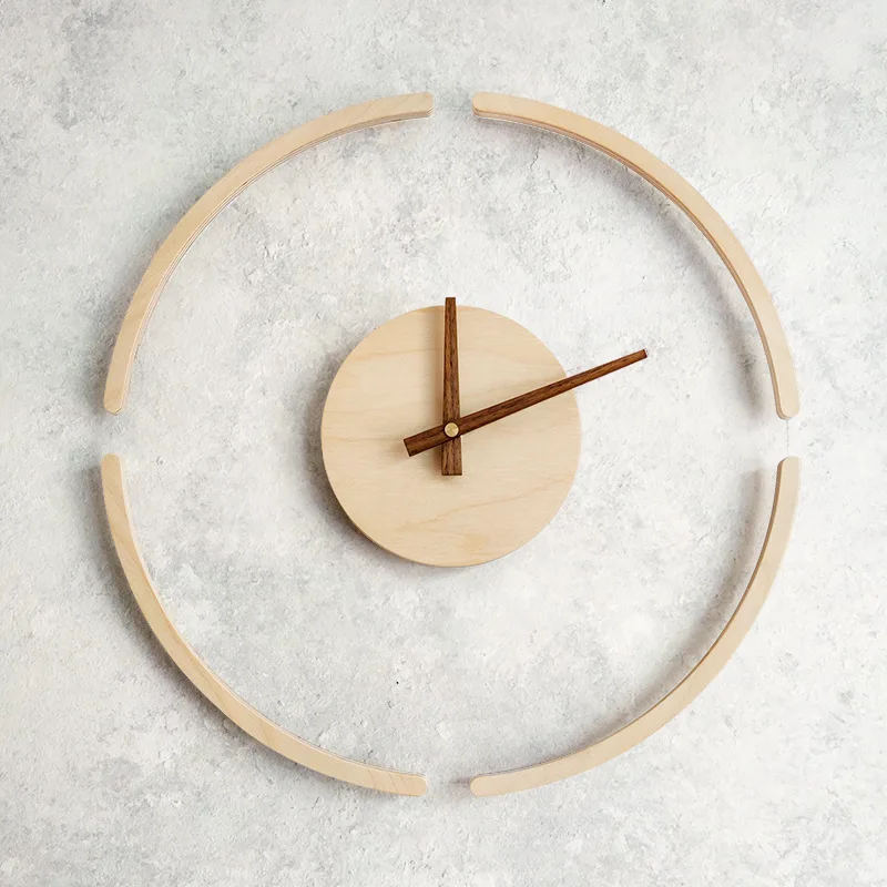 

Creative transparent suspension Wall Clock Nordic simple wooden clock home living room wall decoration wood Wall clock