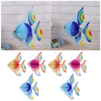 6pcs colorful tissue paper goldfish foldable tropical fish decoration hanging ornament party supplies gold blue