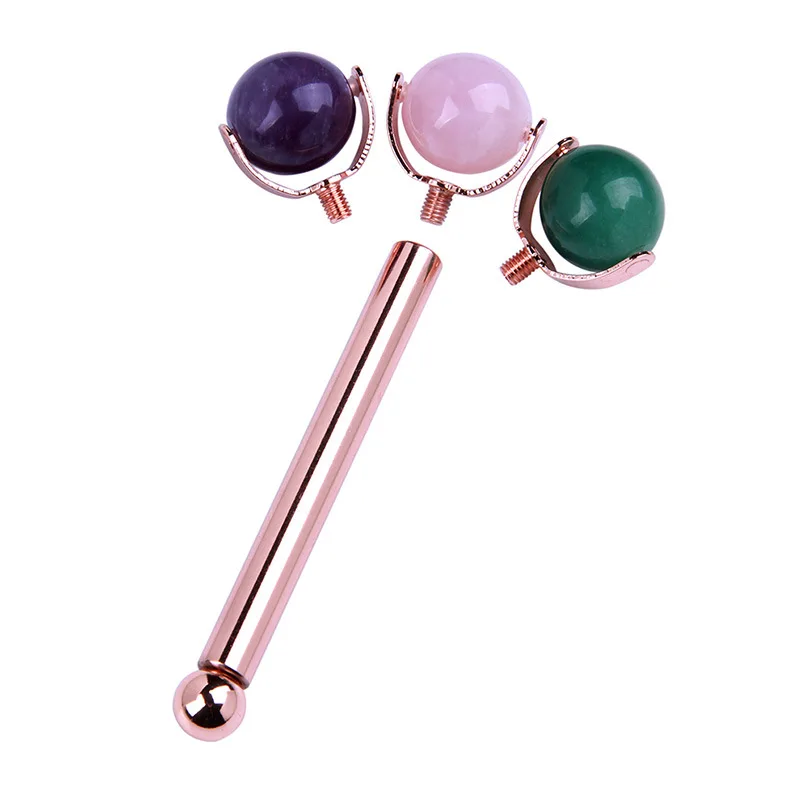 

1pc Ball Jade Roller Face-lift Facial Eyes Massage Roller Natural Rose Quartz Aventurine Amethyst Anti-wrinkle Skin Care Beauty