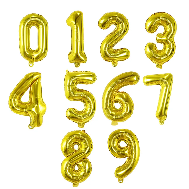 

10pcs 16 Number Foil Balloon Gold Silver Gradient Digital ballons Globos Birthday Party Decoration kids Baby Shower Supplies
