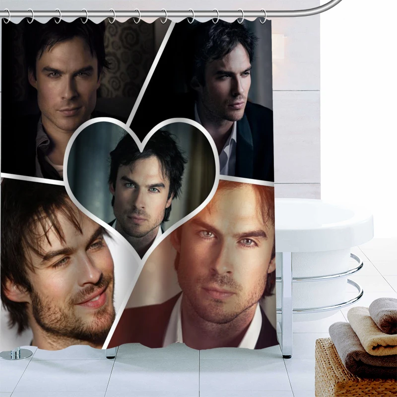 

Занавеска для душа Ian Somerhalder, занавеска для душа из полиэстера с 12 крючками, занавеска с 3D рисунком водонепроницаемая занавеска для ванной, в...