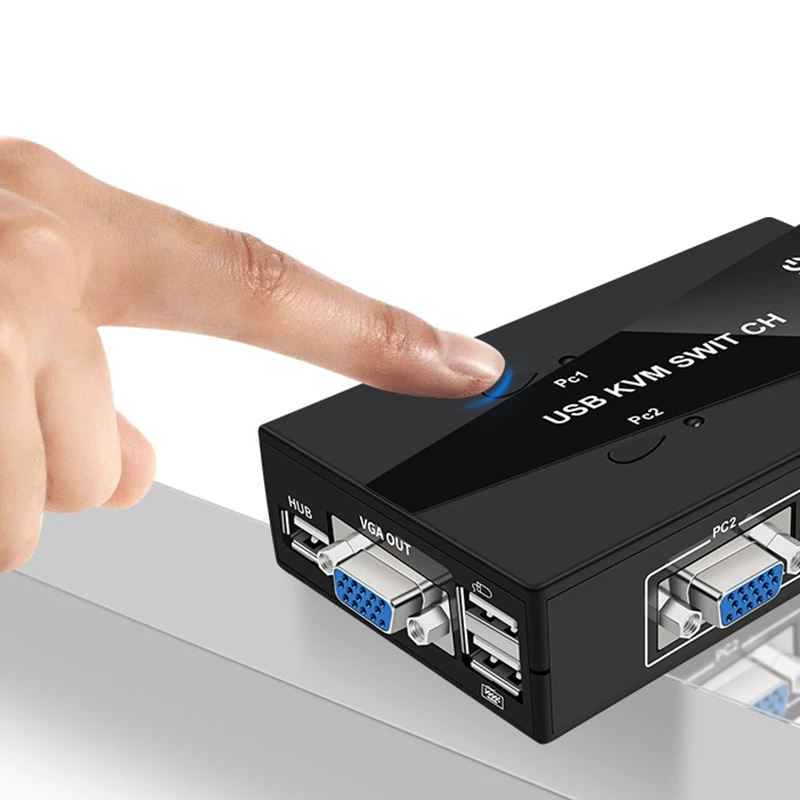 

VEGGIEG USB VGA KVM Switch Box 2 in 1 Out Video KVM USB Switch for Mouse Keyboard Monitor Sharing Computer