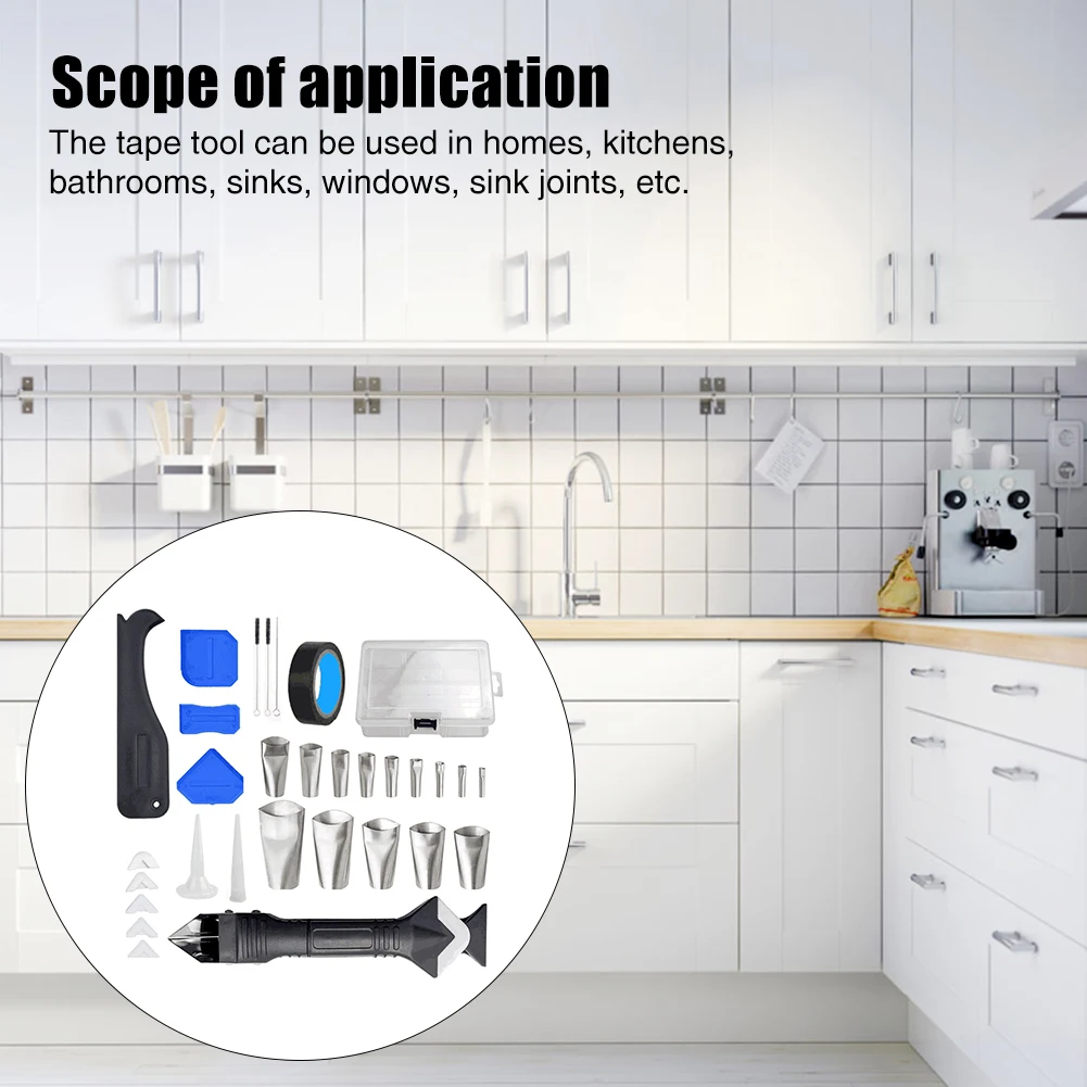 

32pcs Sealant Finishing Kitchen Bathroom 6 In 1 Grout Scraper Door Window Nozzle Applicator Caulking Tool Kit Repairing Edge