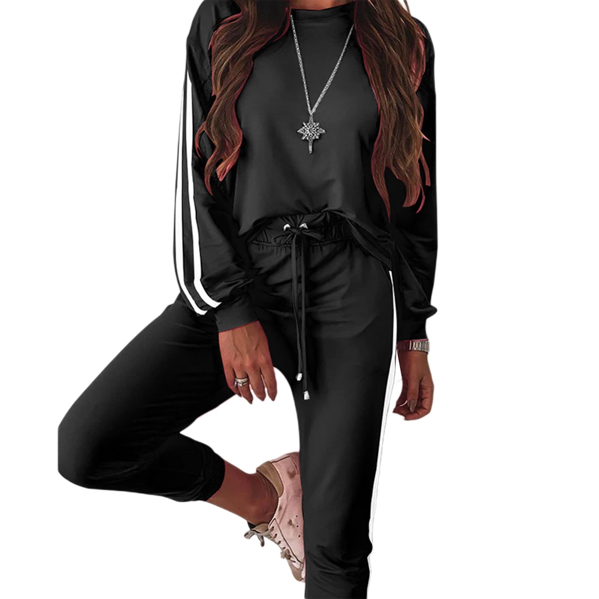 

Gniherii Tracksuit New Plus Size Sporty Wear Women 2 Piece Loose Set Pullover Long Sleeve Top and Pants Sport Casual Ladies Sets