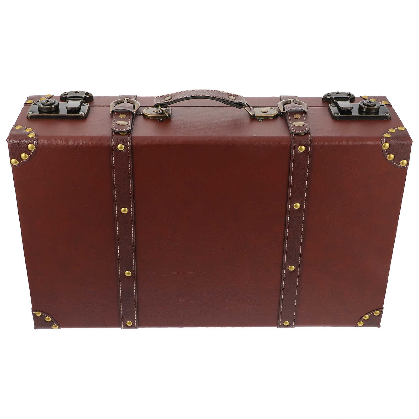 

1PC Vintage Wooden Suitcase Large Capacity Document Storage Handheld Case Portable DIY Photo Background Wall Lockable Box