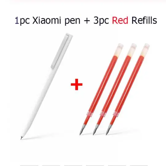 1pen and 3 Red ink Оригинальная ручка-знак Xiaomi Mijia 0,5 мм, швейцарская сменная ручка, Япония, черные чернила, ручки для подписи, школьные канцелярские принадлежности, прочная шариковая ручка - Цвет: 1pen and 3 Red ink
