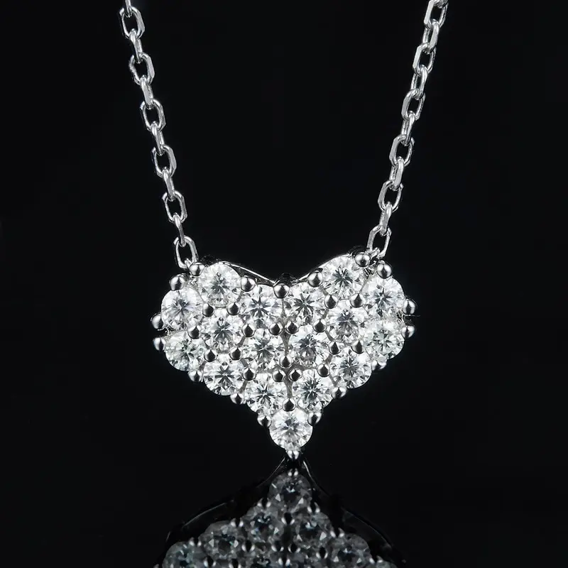 

Jazaz Fine Real Moissanite Heart Pendant Necklace For Women 100% 925 Sterling Silver Wedding Party Sparkling Wholesale B01372