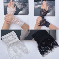 lace fake sleeves sweater fake sleeve hollow out crochet wrist warmers solid color lace eyelash sleeves all match clothes decor