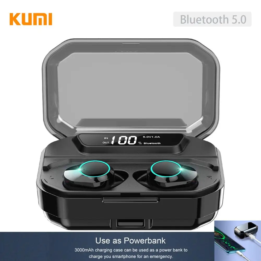 KUMI T3S Bluetooth 5 0 настоящие беспроводные наушники 6D стерео гарнитура IPX6