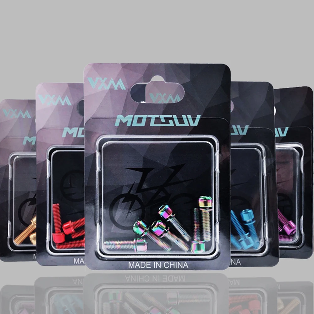 

6pcs Mountain Bike Stem Bolts Titanium Plated M5x18mm Allen Hex Head MTB Bicycle Stem Screws with Washers