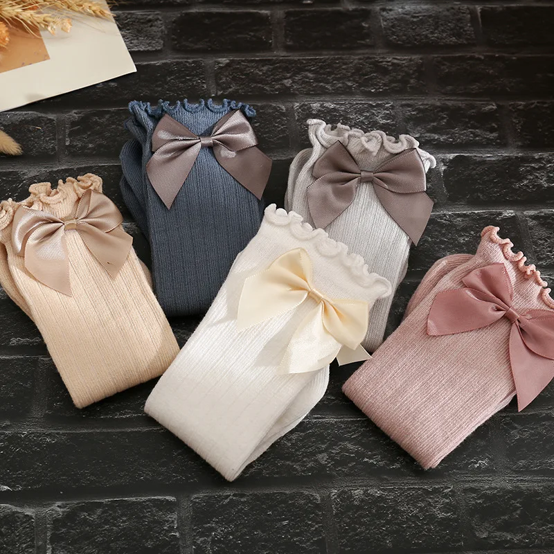Мягкие хлопковые детские носки с бантом из мультфильма оборками для