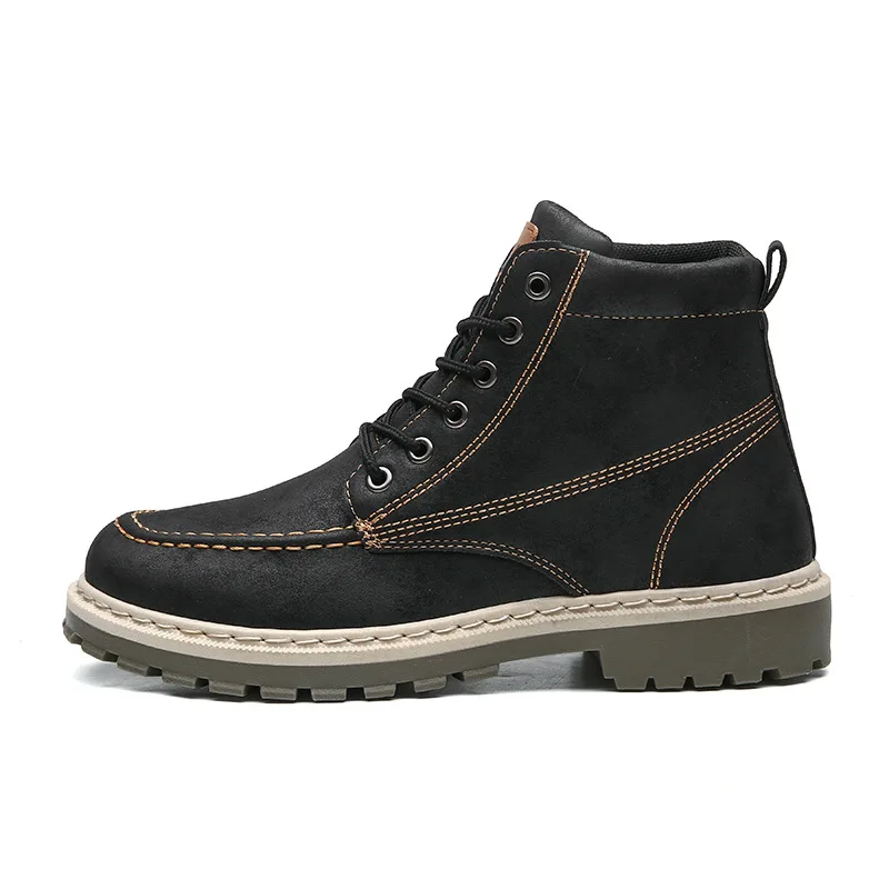 

Autumn Leather High-top Boots All-match Casual Boots Winter Warm Men's Shoes Ankle Strap Boots