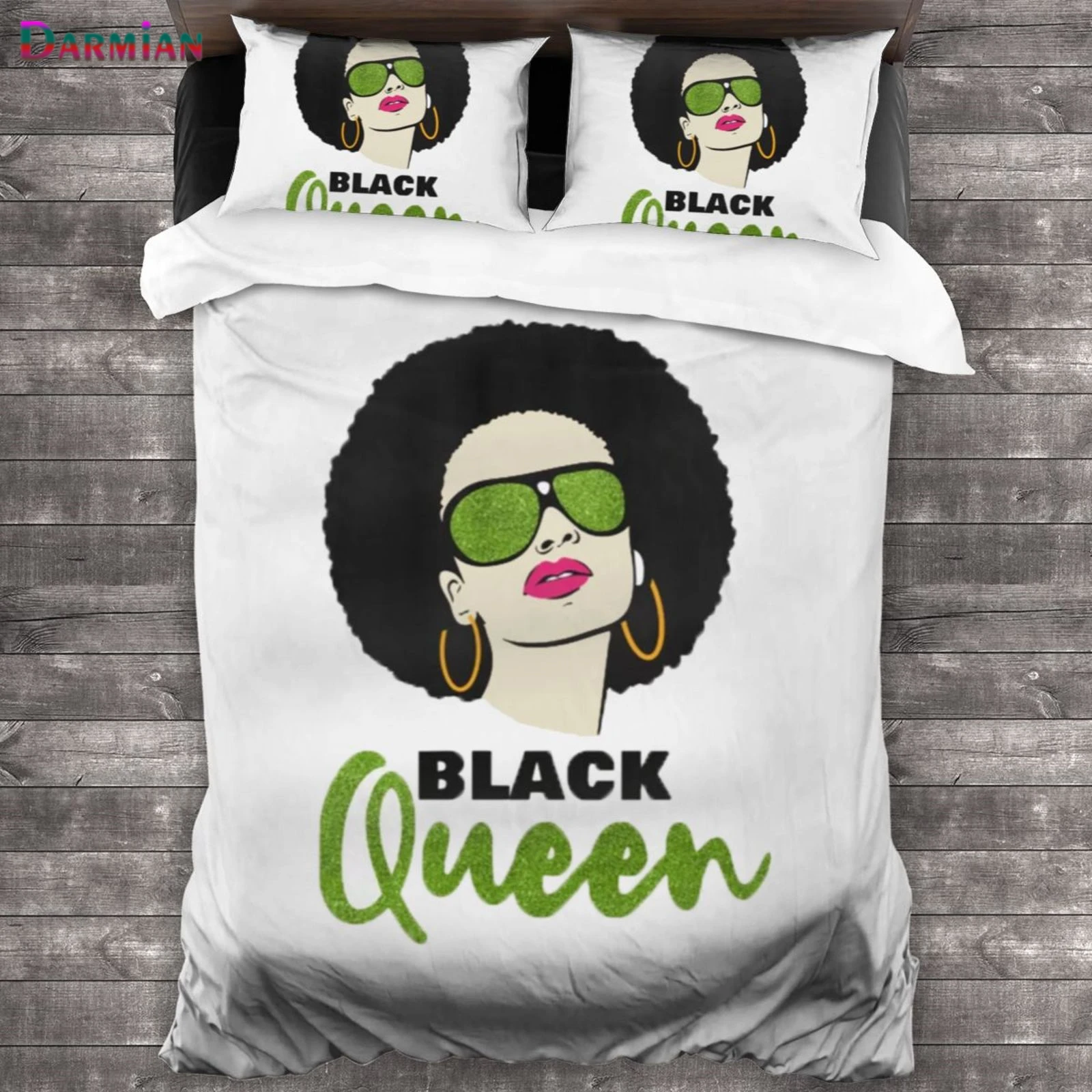 

Комплект удобного постельного белья DARMIAN, Модный черный комплект постельного белья с принтом «Queen», пододеяльник и наволочки, Премиум качес...
