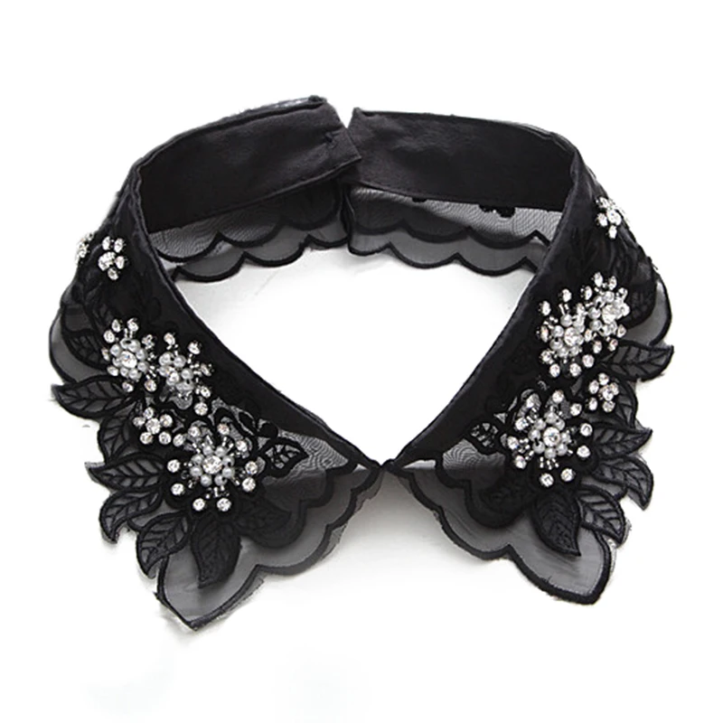 Elegant Pearl White Fashion Shirt Lace Embroidery Sweater False Collar Necklace |