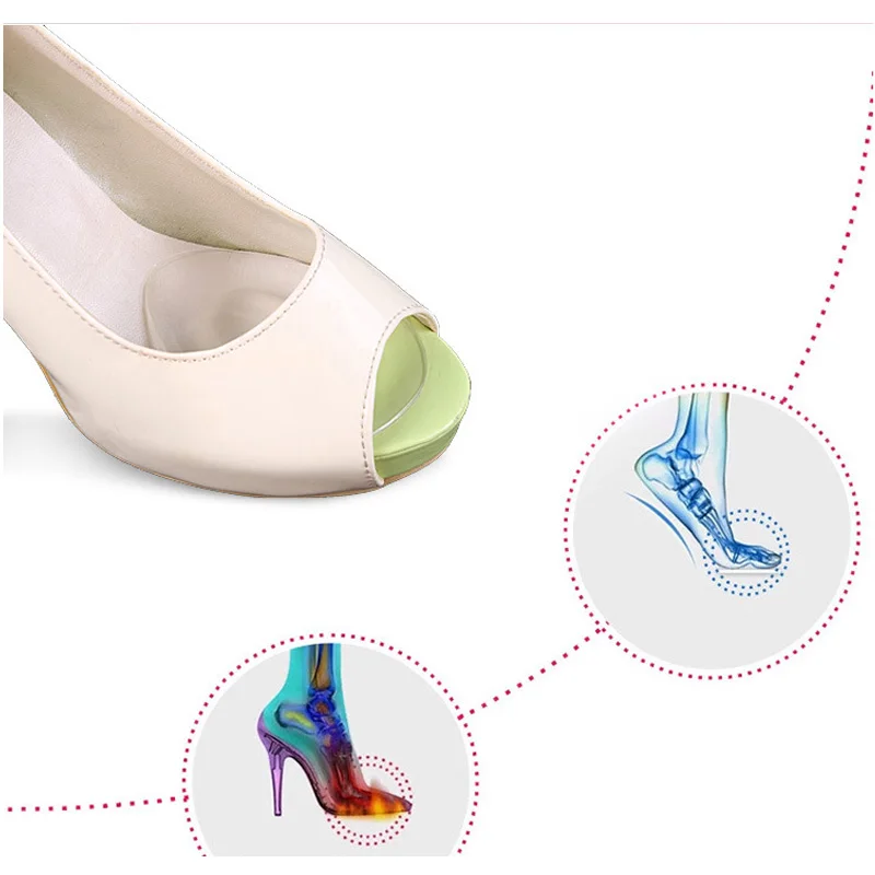 

2Pieces=1Pair Anti-Slip Forefoot Soft Silicone Gel Insole Protector Women Foot Care InsertsPain Relief Support Cushion Female