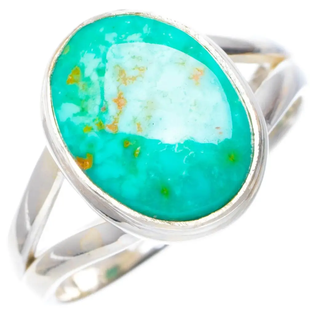 Натуральный бирюзовый ручной работы уникальный 925 пробы Серебряное кольцо 6 25