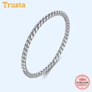 Кольцо женское из серебра 925 пробы, с перекрученными линиями, в минималистическом стиле, DA1009