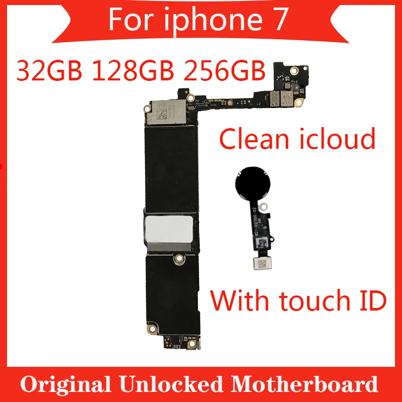 

Оригинальная Заводская разблокированная материнская плата для iphone 7 32 Гб 128 ГБ 256 ГБ с/без touch ID очистка icloud IOS Логическая плата для iphone 7