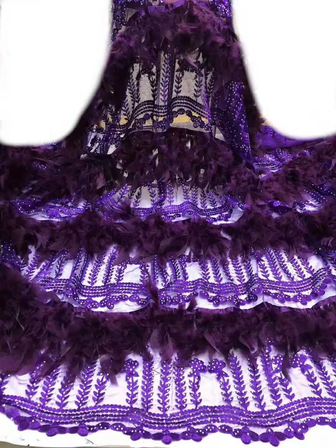 Пернатая африканская кружевная ткань 2019 вышитая французская с бусинами