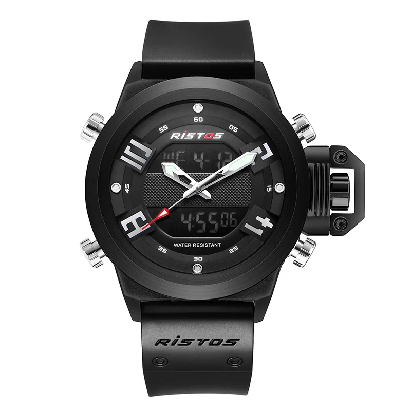 

New sports men's watch fashion fashion big dial dual display multi-function waterproof watch