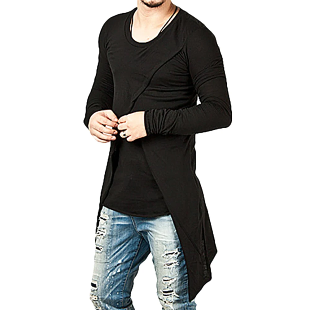 2019 Модные мужские многоярусные ласточкин хвост длинная футболка Топ сплошной