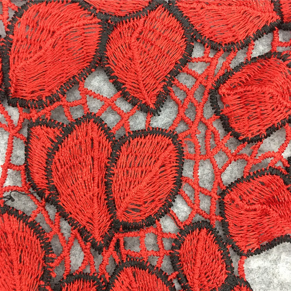 Красная кружевная ткань платье аппликация мотив блузка швейная отделка сделай