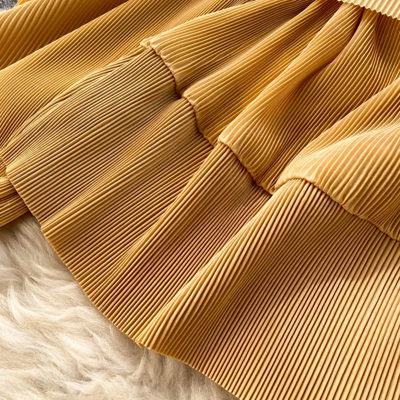 

WEIHAOBANG Women's 2021 Spring New Fashion Chiffon Bubble Sleeve Top Wide Leg Pants Set Ladys Solid Slim Casual Suit