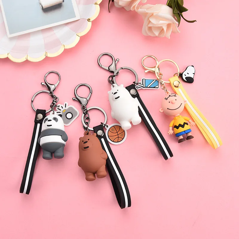 

Creative Silicone Charlie Food Bear Doll Keychain PVC Soft Plastic Cartoon Bear Male And Female Key Pendant