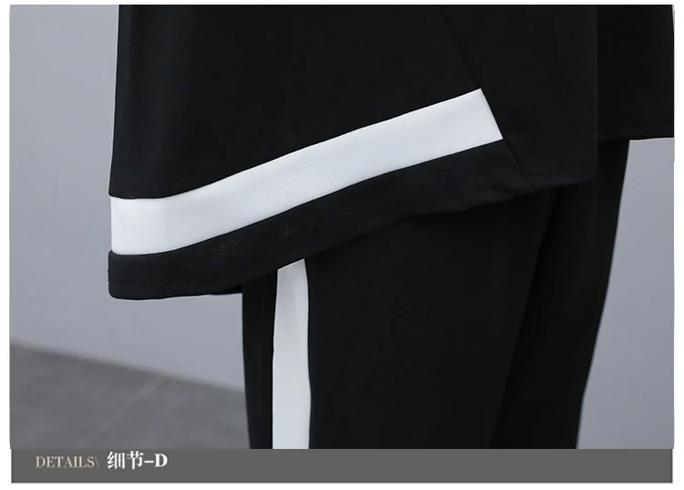 

L-5XL Plus Size Women's Suits 2021 Summer New Casual Loose O-neck Short Sleeve Top And Cropped Pants Two Piece Set Sport Suit