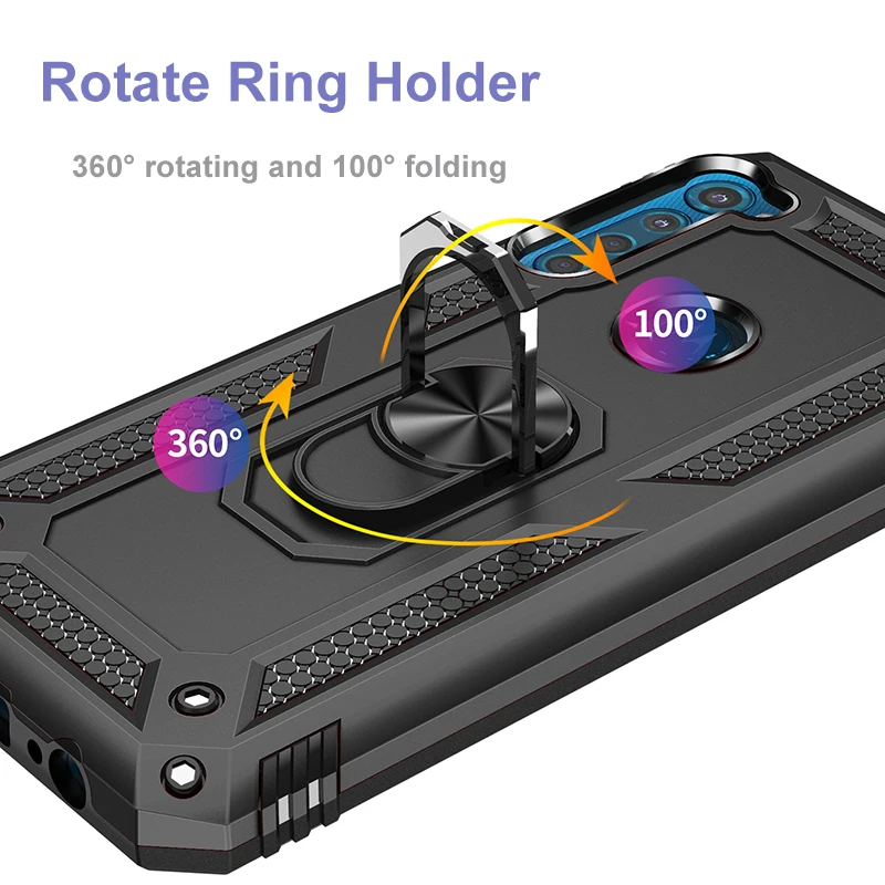 Противоударный силиконовый чехол для телефона MOTO G Fast с металлическим кольцом E7 G9