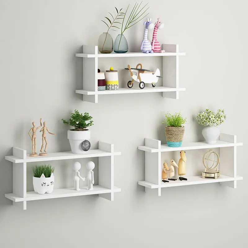 

Wall Shelf Storage PVC Sheet waterproof Bookcase Cabinet Flower pot Hanger Storage Rack Organizer double layer shelf