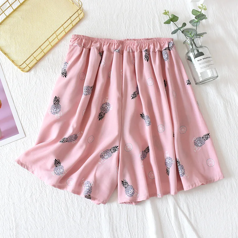 

Summer Newest Women's Rayon Home Wear Pajama Pants Thin Loose Casual Shorts Cotton Pants Pajamas with Shorts