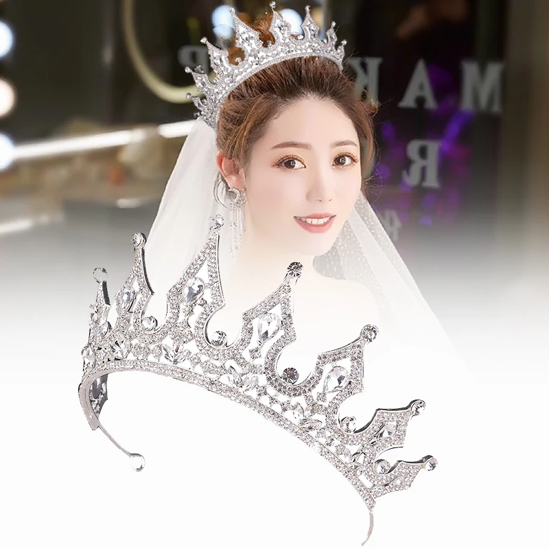 

Bride Rhinestone Crown Bridal Headband Wedding Headpiece Retro Hair Accessories for Women TC21