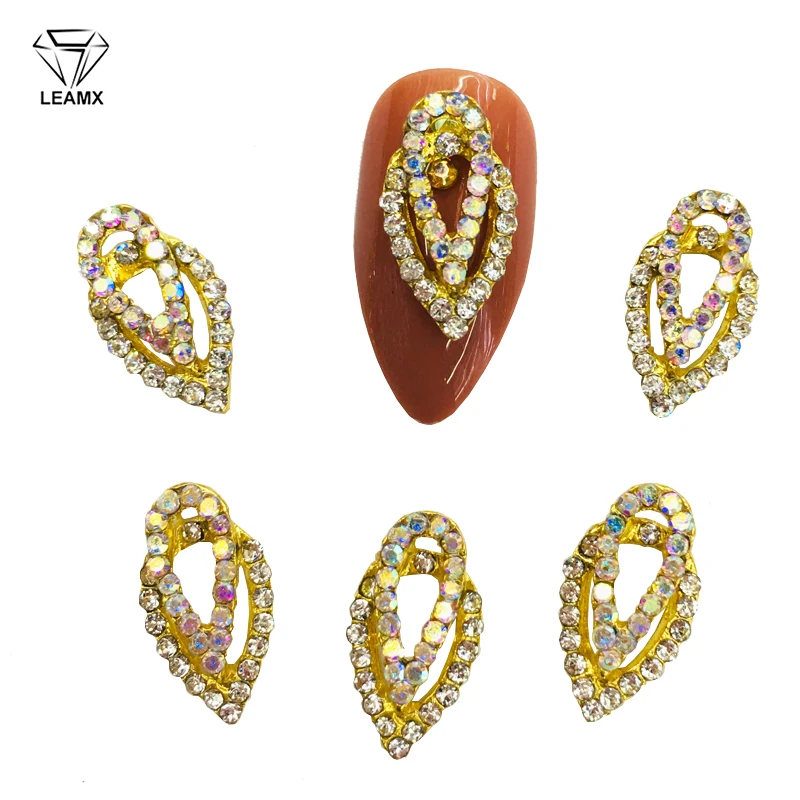 LEAMX 10 шт. двойной капли воды Стразы нейл арта украшения 3D металлические гвозди