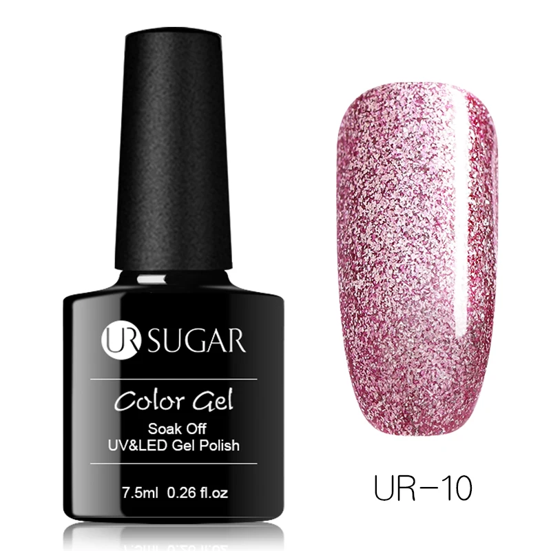 Rose Gold 10 UR SUGAR 7,5 мл голографический УФ лак для ногтей с блестками лак блестящая Лазерная Блестки УФ гель лак личная гигиена дизайн ногтей маникюрный лак - Цвет: Rose Gold 10
