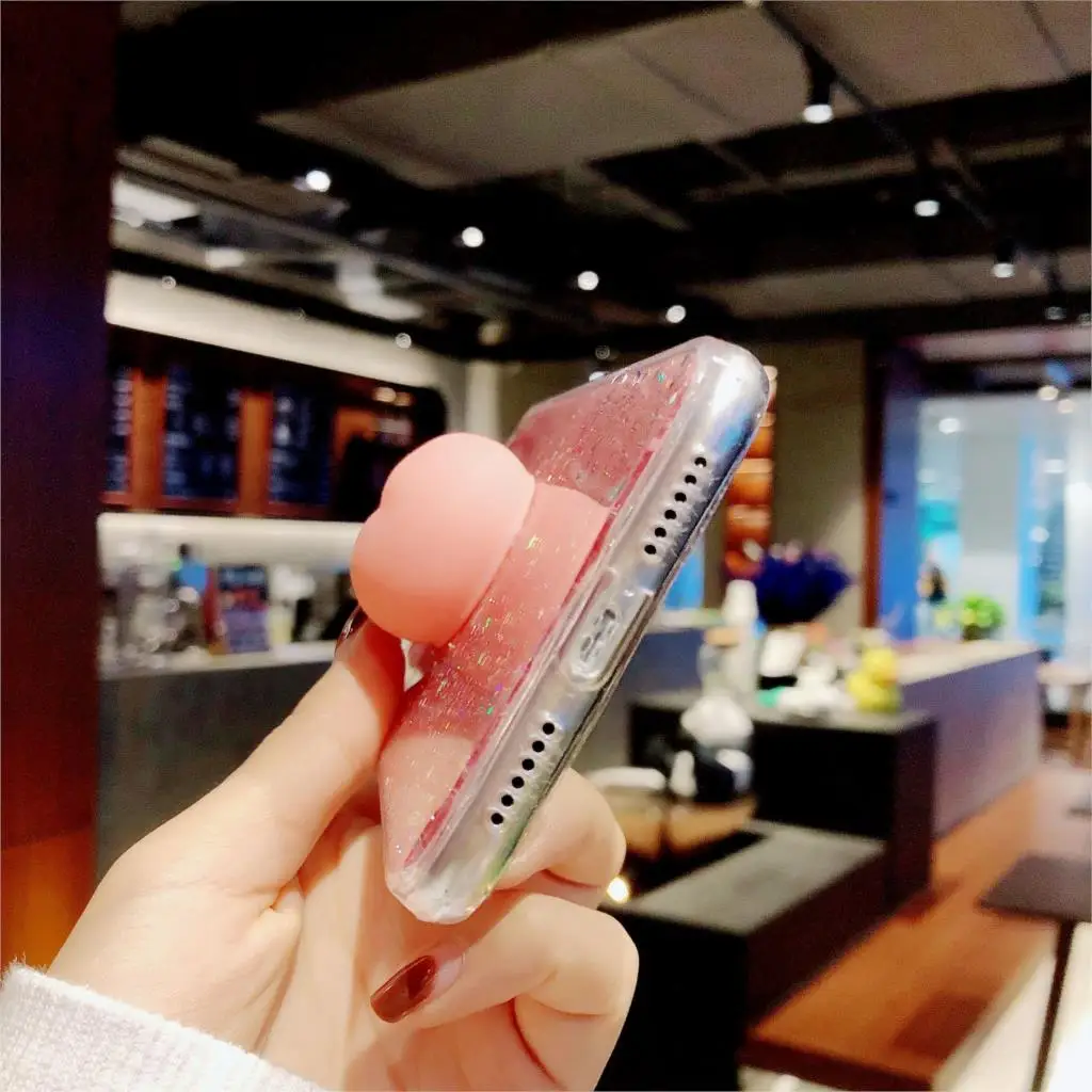 

For Samsung Note 20 ultra Pink Peach Case Galaxy Note 10 plus 3D decompress phone cover lovely shell 8/9 Bling Kawaii girl gift