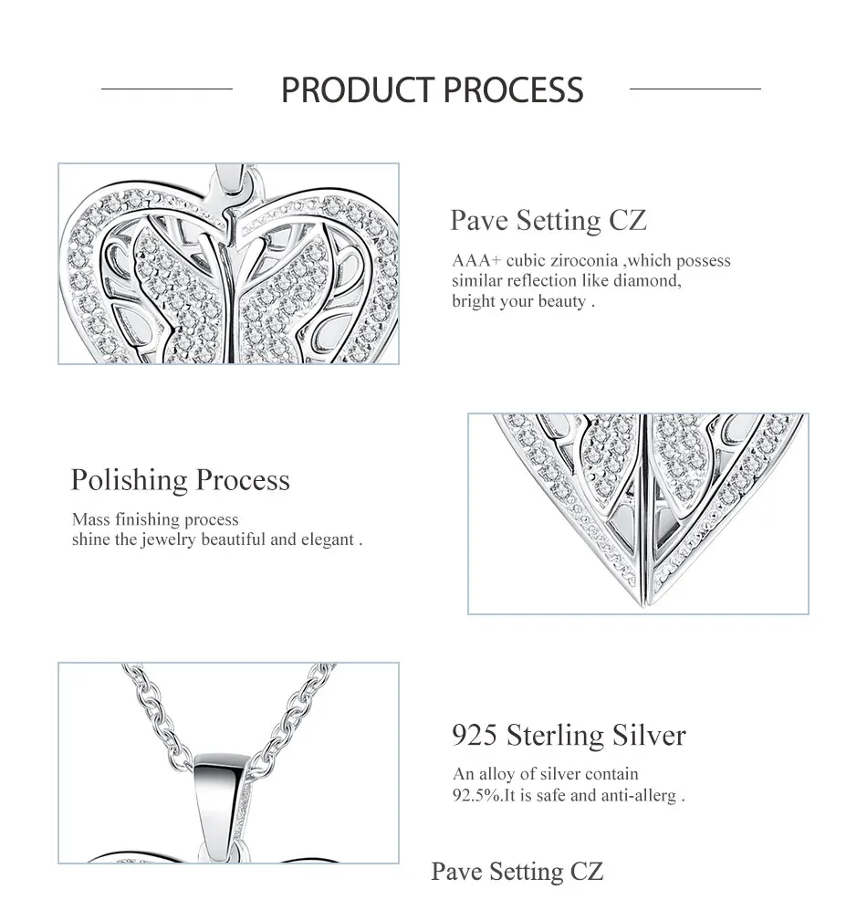 Персонализированное ожерелье в форме сердца с кристаллом-бабочкой на заказ