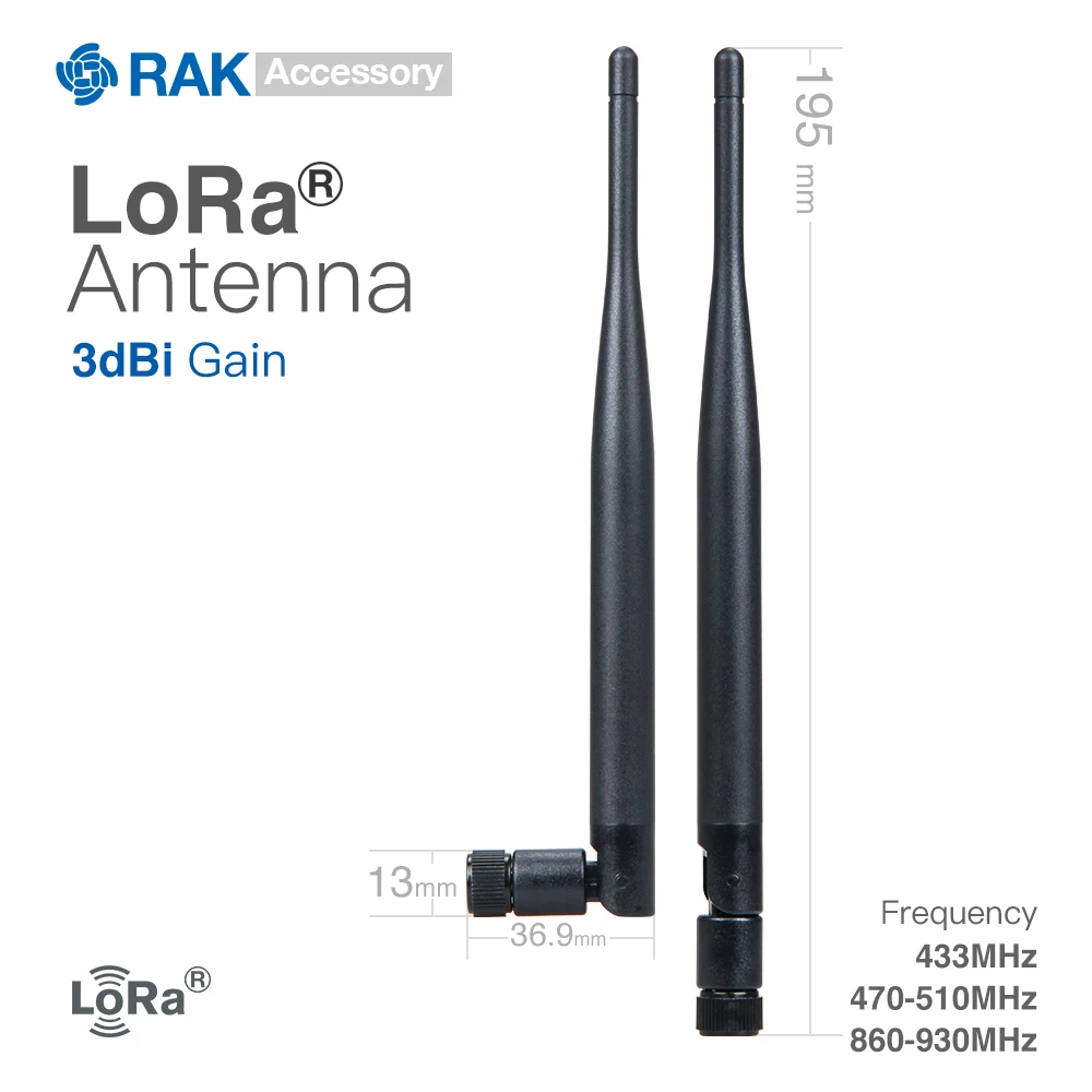 

3dBi Gain LoRa antenna SMA Male Connect Cable 433MHz / 470-510MHz / 860-930MHz Frequency