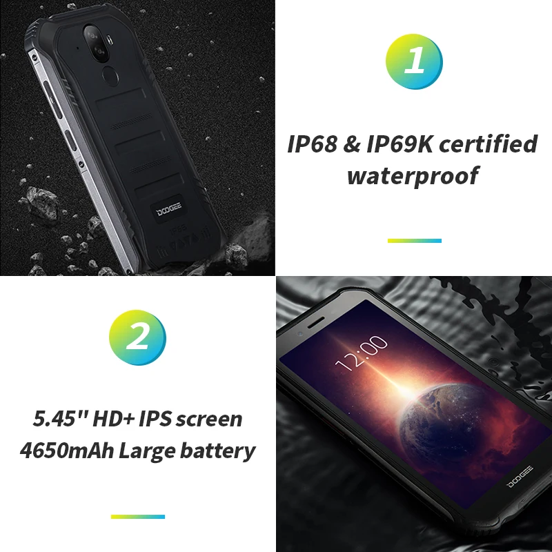 DOOGEE S40 Pro IP68/IP69K Rugged SmartPhone 5.45" NFC 4GB RAM 64GB ROM Helio A25 Octa Core Android 10 4650mAh 13MP Mobile Phone