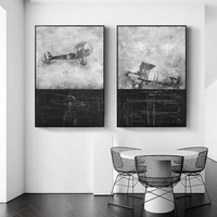 black and white posters canvas prints airplane painting indoor decoration modern wall art pictures for living room home decor